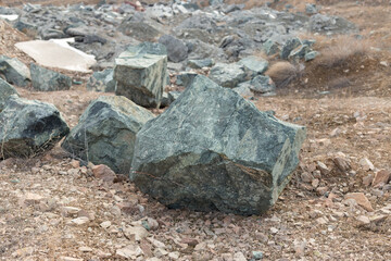 beautiful mountain stone quarry on the pass