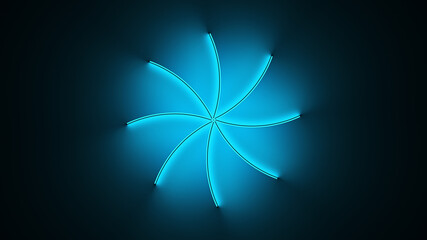 Poster - Circle with inner blue light split to parts and glow with abstract motion. Seamless loop animation. 3D render of neon illuminating surfaces motion background.