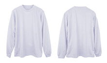 Blank Long Sleeve T Shirt Color White Template Front And Back View On White Background
