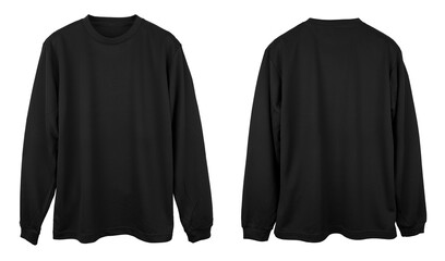 Wall Mural - blank long sleeve t shirt color black template front and back view on white background