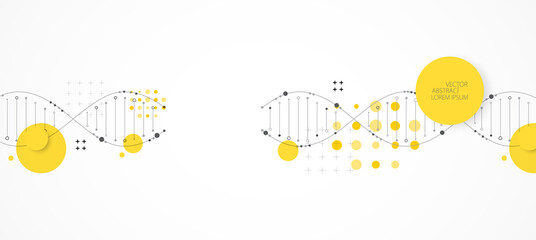 Wall Mural - Science template, wallpaper or banner with a DNA molecules. Vector