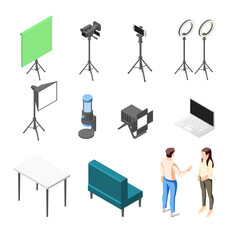 Wall Mural - Vlogging Isometric Icons Set