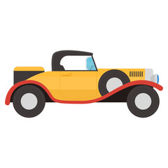 Sticker - 
Vintage car icon of flat style, retro transport  

