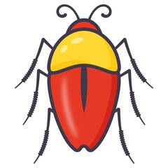 Sticker - 
Blattodea insect, flat cartoon icon of cockroach 

