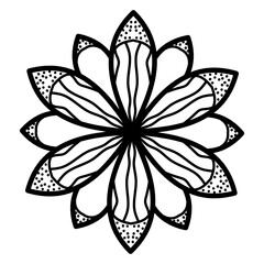 Wall Mural - 
Linear icon of mandala flower, tropical flourish tattoo 

