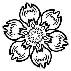 Poster - 
Linear icon of mandala flower, tropical flourish tattoo 

