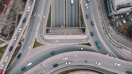 Wall Mural - Highway Traffic Aerial View - Rush hour and high traffic
