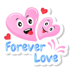 Poster - 
A love hearts flat sticker vector

