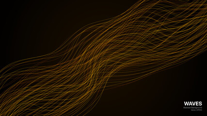 Poster - Curve abstract background. Orange wave lines on gradient background. Vector illustration