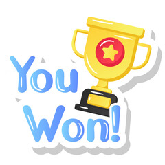 Sticker - 
A winner trophy flat gradient vector

