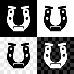 Sticker - Set Horseshoe icon isolated on black and white, transparent background. Vector