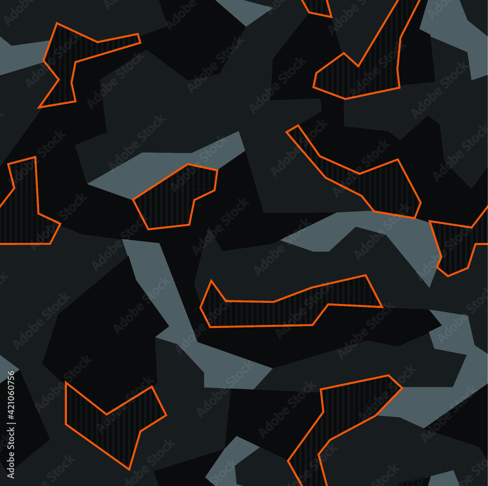 Urban night camouflage seamless pattern with polygonal shapes and ...