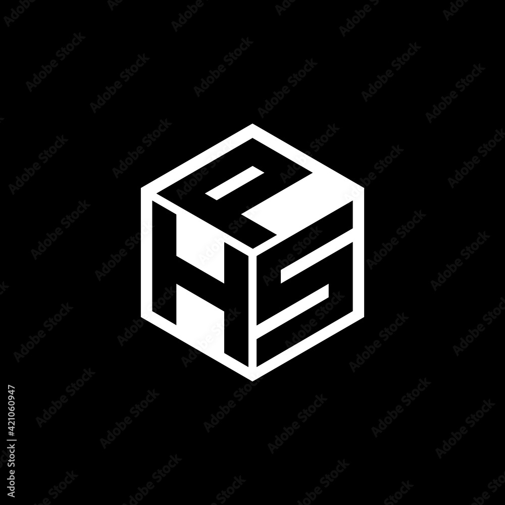 HSP letter logo design with black background in illustrator, cube logo ...