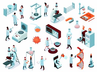 Wall Mural - Isometric Science Laboratory Icon Set