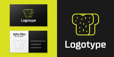 Logotype line Bread toast for sandwich piece of roasted crouton icon isolated on black background. Lunch, dinner, breakfast snack. Logo design template element. Vector