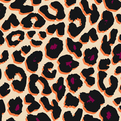 Canvas Print - Abstract animal skin leopard seamless pattern design. Jaguar, leopard, cheetah, panther fur. Seamless camouflage background for fabric, textile, design, cover, wrapping.