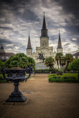 Wall Mural - New Orleans, Louisiana, USA at Jackson Square and St. Louis Cathedral in the morning.