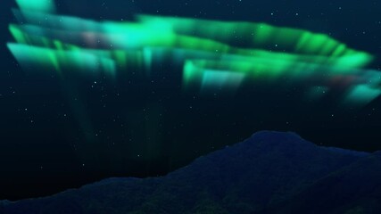 Wall Mural - mountain with loop aurora borealis milky way galaxy. stars simulated northern lights on the arctic s