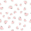 © timonko - Seamless background with pink watermelon slices. Cute fruit pattern. Summer food vector scandinavian illustration. Design for baby textile, wallpaper, web, fabric and decor