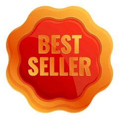Poster - Best seller badge icon. Cartoon of Best seller badge vector icon for web design isolated on white background