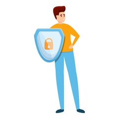 Poster - Shield secured privacy icon. Cartoon of Shield secured privacy vector icon for web design isolated on white background