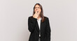 © kues1 - young business woman yawning lazily early in the morning, waking and looking sleepy, tired and bored