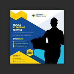 Home cleaning service social media post template and Commercial and residential cleaning service promotion banner 