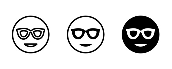 Wall Mural - Nerd emoticon vector icon. filled flat sign for mobile concept and web design. Cute smiling emoji wearing eyeglasses simple solid icon. Symbol, logo illustration.