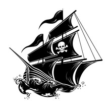 Classic Pirate Ship With A Cool Skull