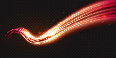 luminous neon shape wave, abstract light effect vector illustration. wavy glowing bright flowing cur