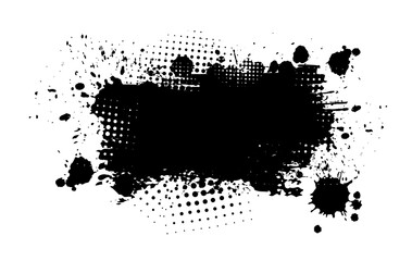 Black blot with splashes. Vector illustration