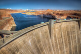 glen canyon dam with lake powell built as gravity-arch dam in nevada usa