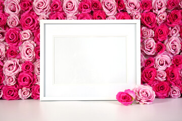 Wall Mural - Flower wall aesthetic Mother s Day Valentine wedding frame product mockup.