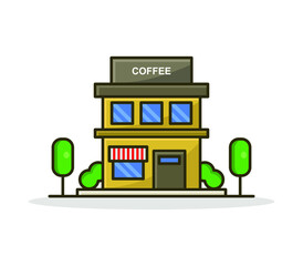 Poster - Cartoon illustrated coffee shop