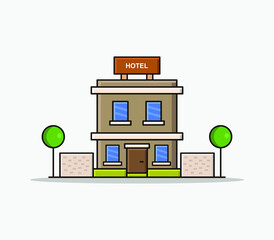 Sticker - Cartoon illustrated hotel