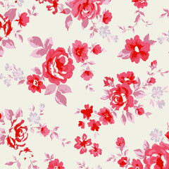 Poster - Floral seamless pattern. Hand drawn. For textile, wallpapers, print, wrapping paper. Vector stock illustration.