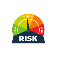 Wall Mural - risk icon on speedometer. medium risk meter. isolated on white background.