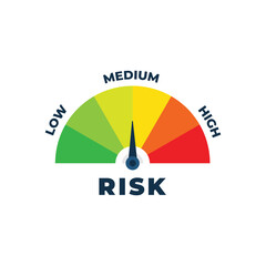 Wall Mural - risk icon on speedometer. medium risk meter. isolated on white background.