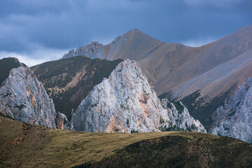 Wall Mural - Aerial photography of basaltic mountains and clouds along the Yunnan-Tibet route