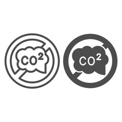Poster - Banned CO2 sign line and solid icon, Electric car concept, carbon dioxide caution sign on white background, no CO2 symbol icon in outline style for mobile concept and web design. Vector graphics.