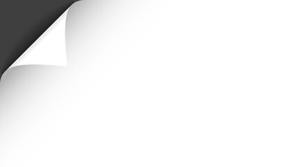 Poster - Bending white blank paper left top corner. Horizontal vector template for a text