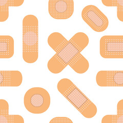 seamless pattern with medical plasters. medical patch pattern. flat vector illustration