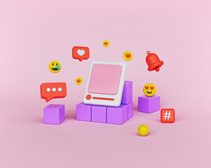 Poster - trendy Social media design. 3d rendering