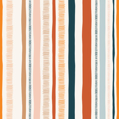 hand-drawn whimsical textured organic vertical lines and stripes vector seamless pattern. doodle fol