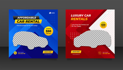 Car rental promotion social media post banner template