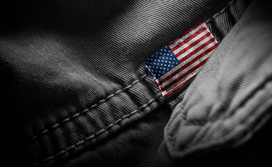 Canvas Print - Tag on dark clothing in the form of the flag of the United States of America