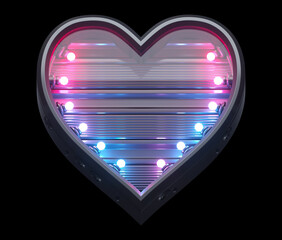 Ultraviolet neon futuristic font. Heart symbol.