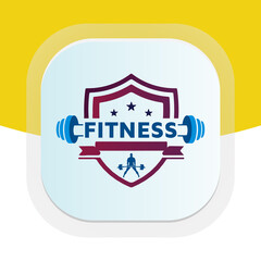 Wall Mural - Cross-fit gym training with dumbbell icon. Physical fitness vector logo design.