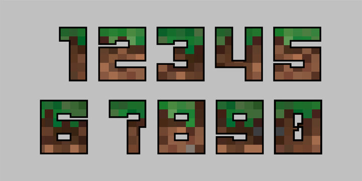 Numbers in the style of a computer game. A set of numbers for your text. 8-bit style ready set