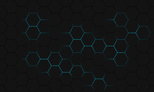 Black Hexagon Seamless Pattern. Abstract Hexagonal Background.